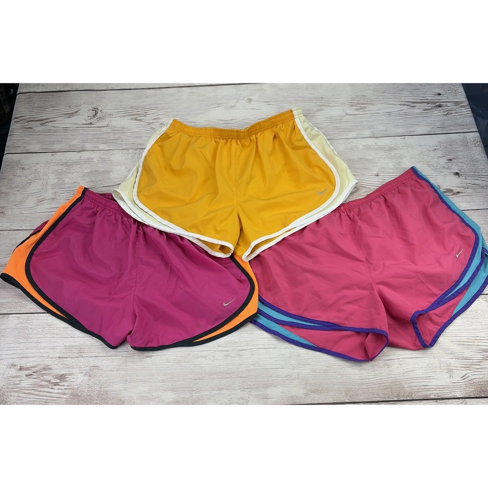 Lot Of 3 Nike Women's XL Dri-FIT Lined Running Shorts Colorful Bright Exercise